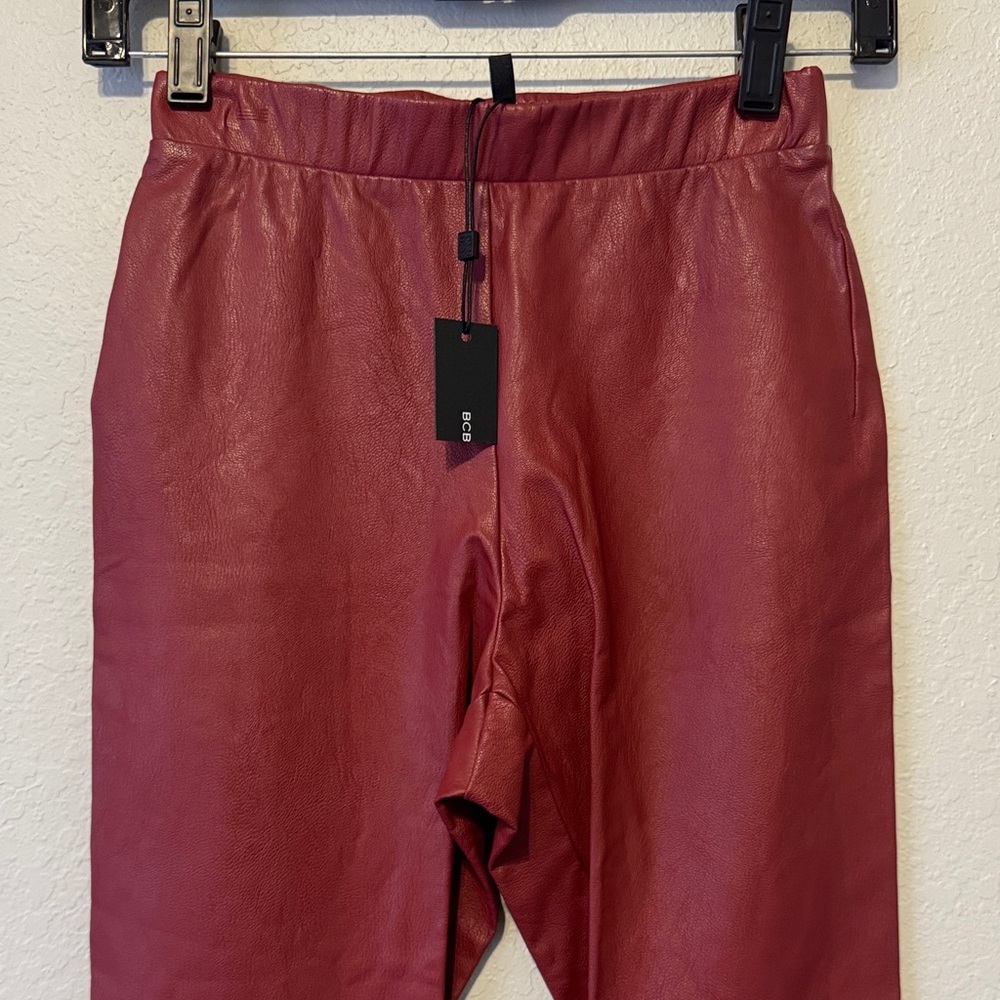 Zara Deep Red Faux Leather Leggings - Picture 3 of 7